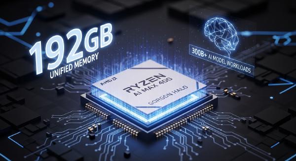 AMD Ryzen AI Max 400 Pushes 192GB Unified Memory for AI