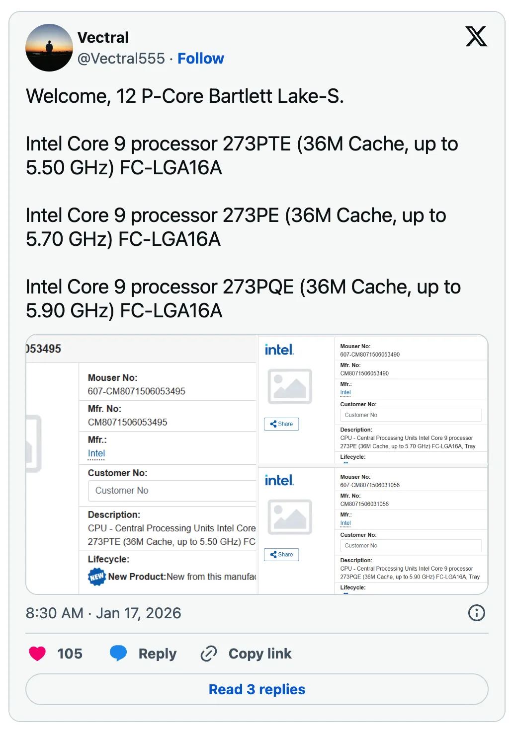Intel 12 P-Core Bartlett Lake S