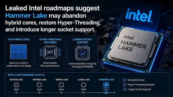 Intel May Drop Hybrid CPUs as Hammer Lake Restores Hyper-Threading