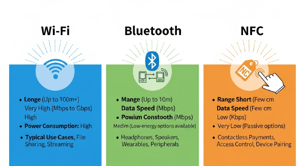 Wi-Fi vs Bluetooth vs NFC: Wireless Technologies Compared